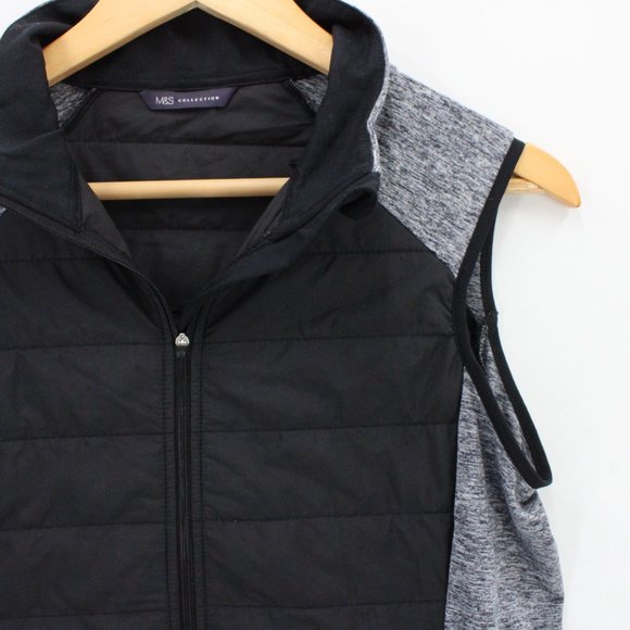M&S Collection Quilted Vest Womens Black / Gray Full Zip Sportswear Medium M - Picture 2 of 10